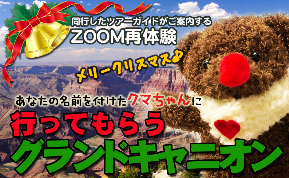 行ってもらうグランドキャニオン あなたの代わりにクマちゃんが行く Zoom再体験 マスク お土産付き Hisアメリカ オンラインツアー